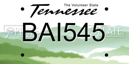 BAI545 Tennessee License Plate