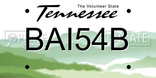 BAI54B Tennessee License Plate