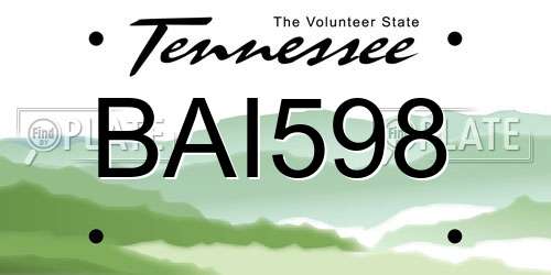 BAI598 Tennessee License Plate