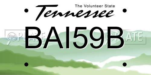 BAI59B Tennessee License Plate