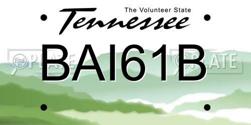BAI61B Tennessee License Plate