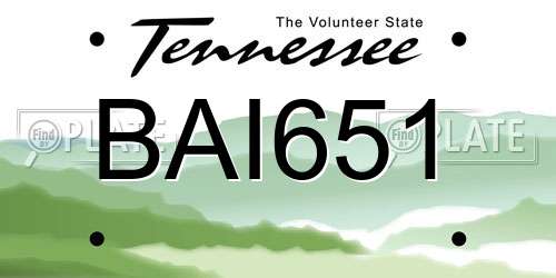 BAI651 Tennessee License Plate