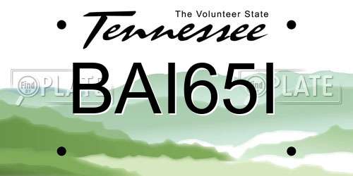 BAI65I Tennessee License Plate