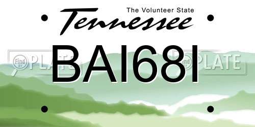 BAI68I Tennessee License Plate