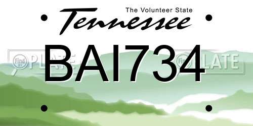 BAI734 Tennessee License Plate