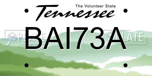 BAI73A Tennessee License Plate