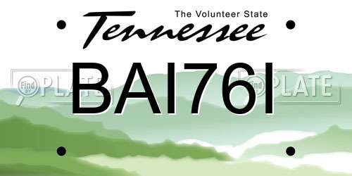 BAI76I Tennessee License Plate