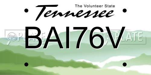 BAI76V Tennessee License Plate
