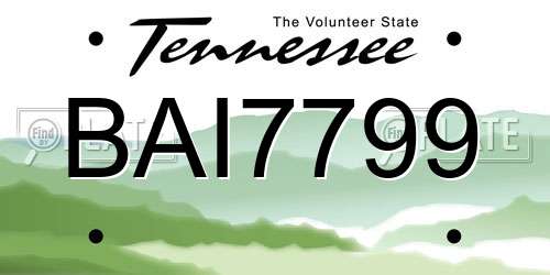 BAI7799 Tennessee License Plate
