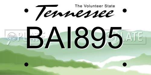 BAI895 Tennessee License Plate