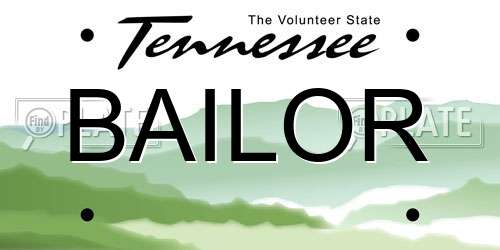 BAILOR Tennessee License Plate