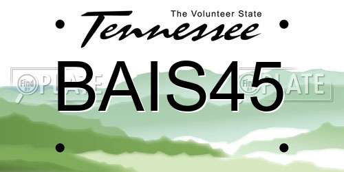 BAIS45 Tennessee License Plate