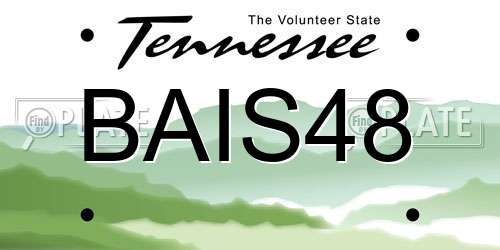 BAIS48 Tennessee License Plate