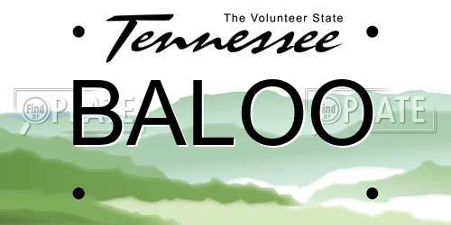 BALOO Tennessee License Plate