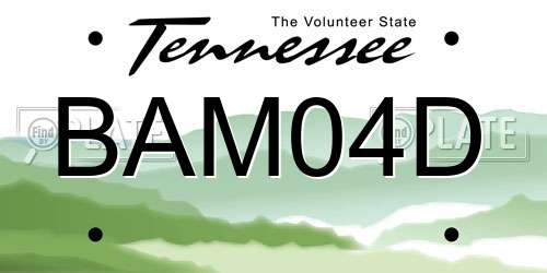 BAM04D Tennessee License Plate