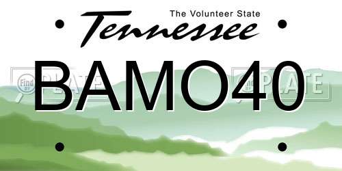 BAMO40 Tennessee License Plate