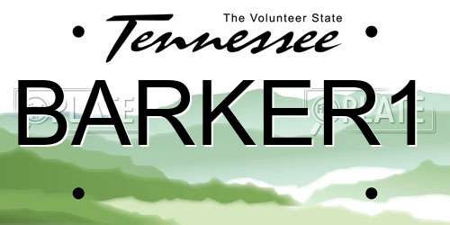 BARKER1 Tennessee License Plate