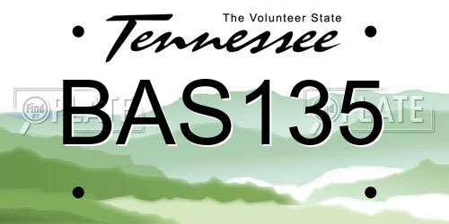 BAS135 Tennessee License Plate