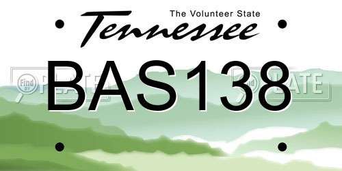 BAS138 Tennessee License Plate