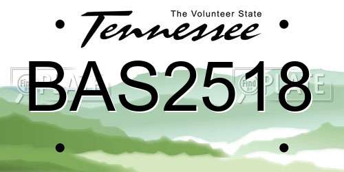 BAS2518 Tennessee License Plate