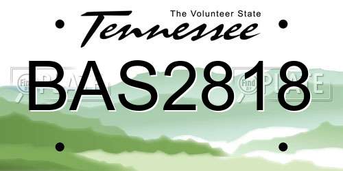 BAS2818 Tennessee License Plate