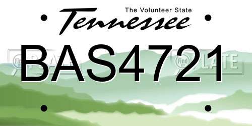 BAS4721 Tennessee License Plate