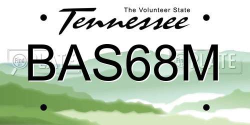 BAS68M Tennessee License Plate