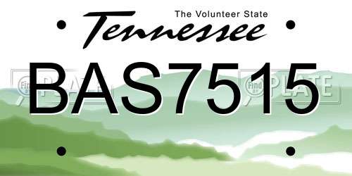 BAS7515 Tennessee License Plate