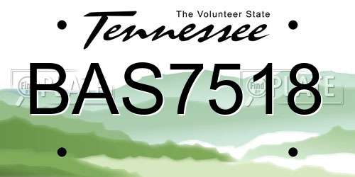 BAS7518 Tennessee License Plate