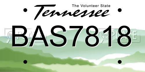 BAS7818 Tennessee License Plate