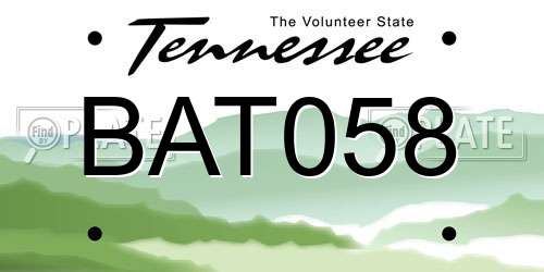BAT058 Tennessee License Plate