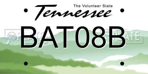 BAT08B Tennessee License Plate