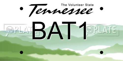 BAT1 Tennessee License Plate