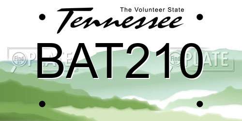 BAT210 Tennessee License Plate