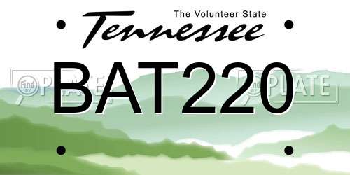 BAT220 Tennessee License Plate