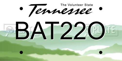 BAT22O Tennessee License Plate