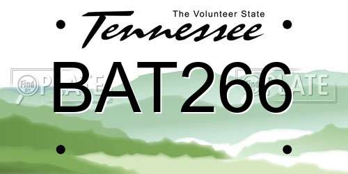 BAT266 Tennessee License Plate