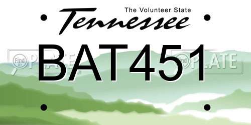 BAT451 Tennessee License Plate