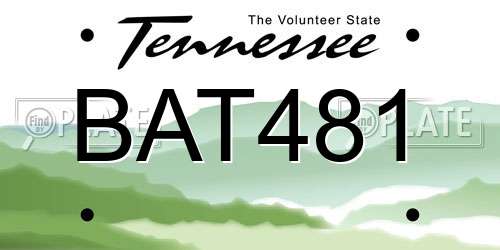 BAT481 Tennessee License Plate