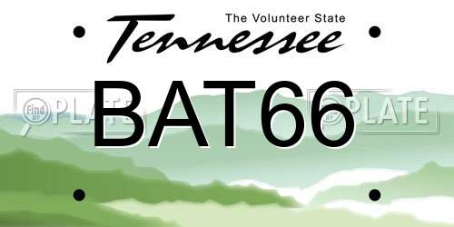 BAT66 Tennessee License Plate