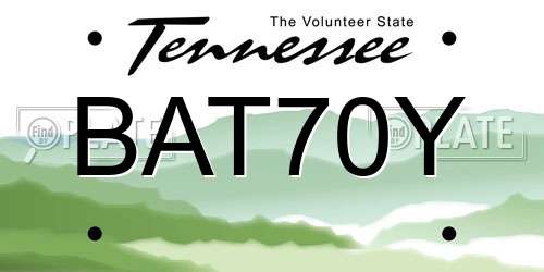 BAT70Y Tennessee License Plate