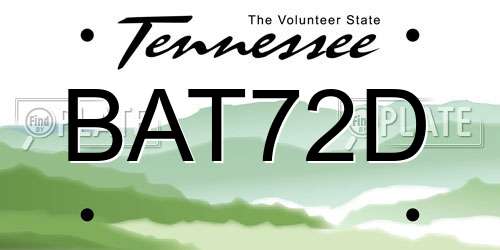 BAT72D Tennessee License Plate