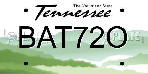 BAT72O Tennessee License Plate