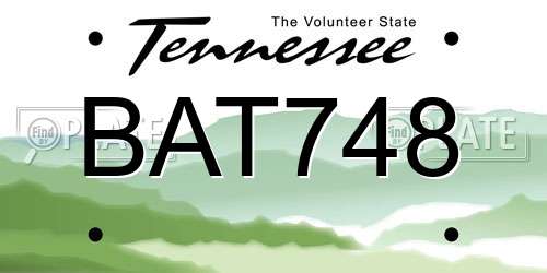 BAT748 Tennessee License Plate