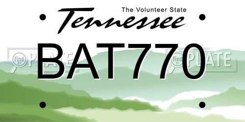 BAT770 Tennessee License Plate