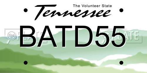 BATD55 Tennessee License Plate
