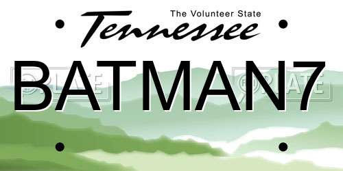 BATMAN7 Tennessee License Plate