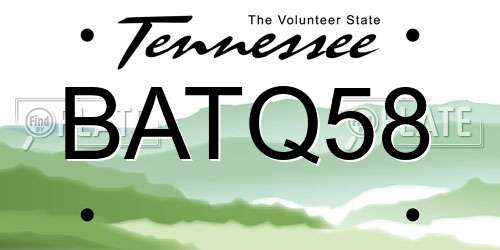 BATQ58 Tennessee License Plate
