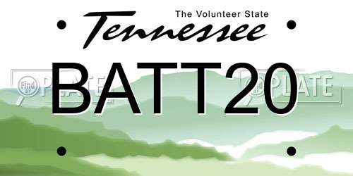 BATT20 Tennessee License Plate
