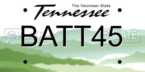 BATT45 Tennessee License Plate
